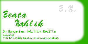 beata nahlik business card